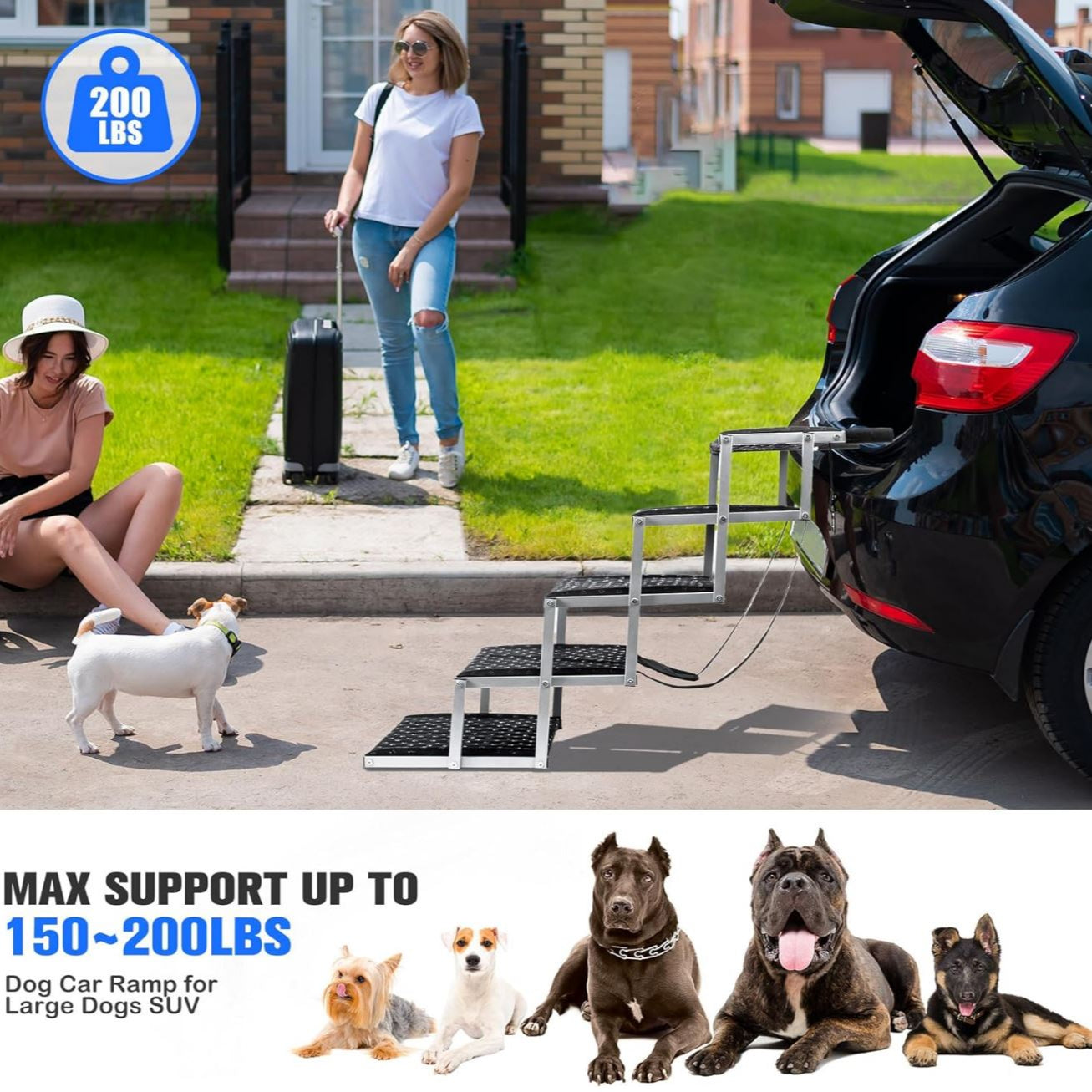 Portable Folding Dog Stairs – for Cars, SUVs & Trucks