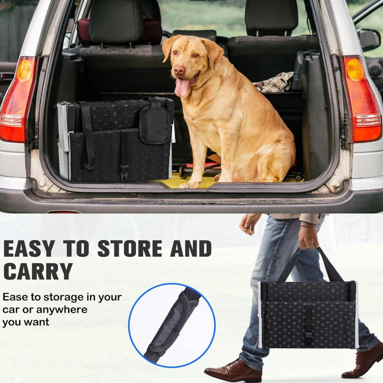 Portable Folding Dog Stairs – for Cars, SUVs & Trucks