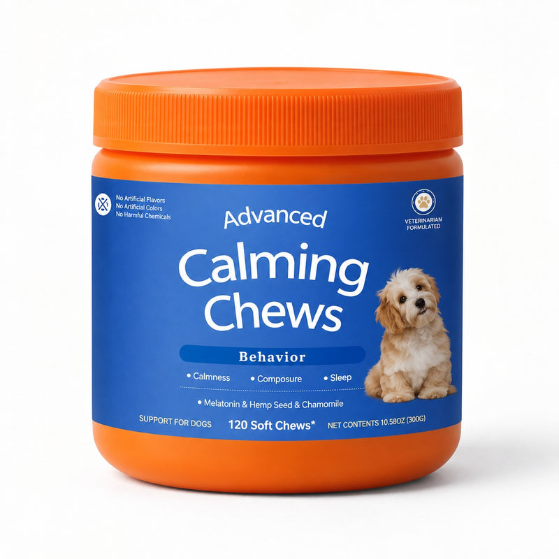 Calm Ride calming chews jar, studio shot