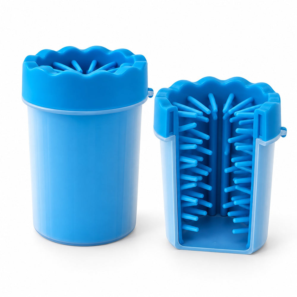 Cutaway of the PawWash cup showing the soft silicone bristles inside