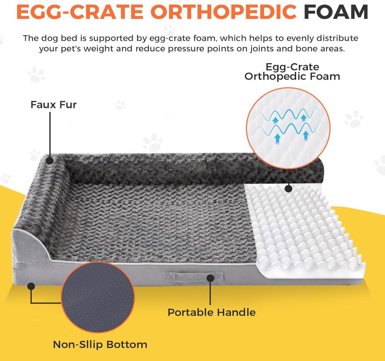 XL Orthopedic Waterproof Dog Bed for Large Dogs