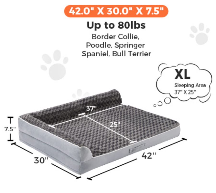 XL Orthopedic Waterproof Dog Bed for Large Dogs