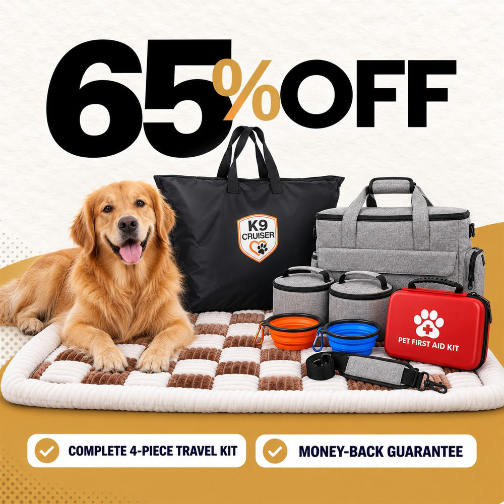 Road Trip Bundle — K9 Cruiser, Non-Slip PupPad, PupPack travel bag and Trail Ready first aid kit, 65% off