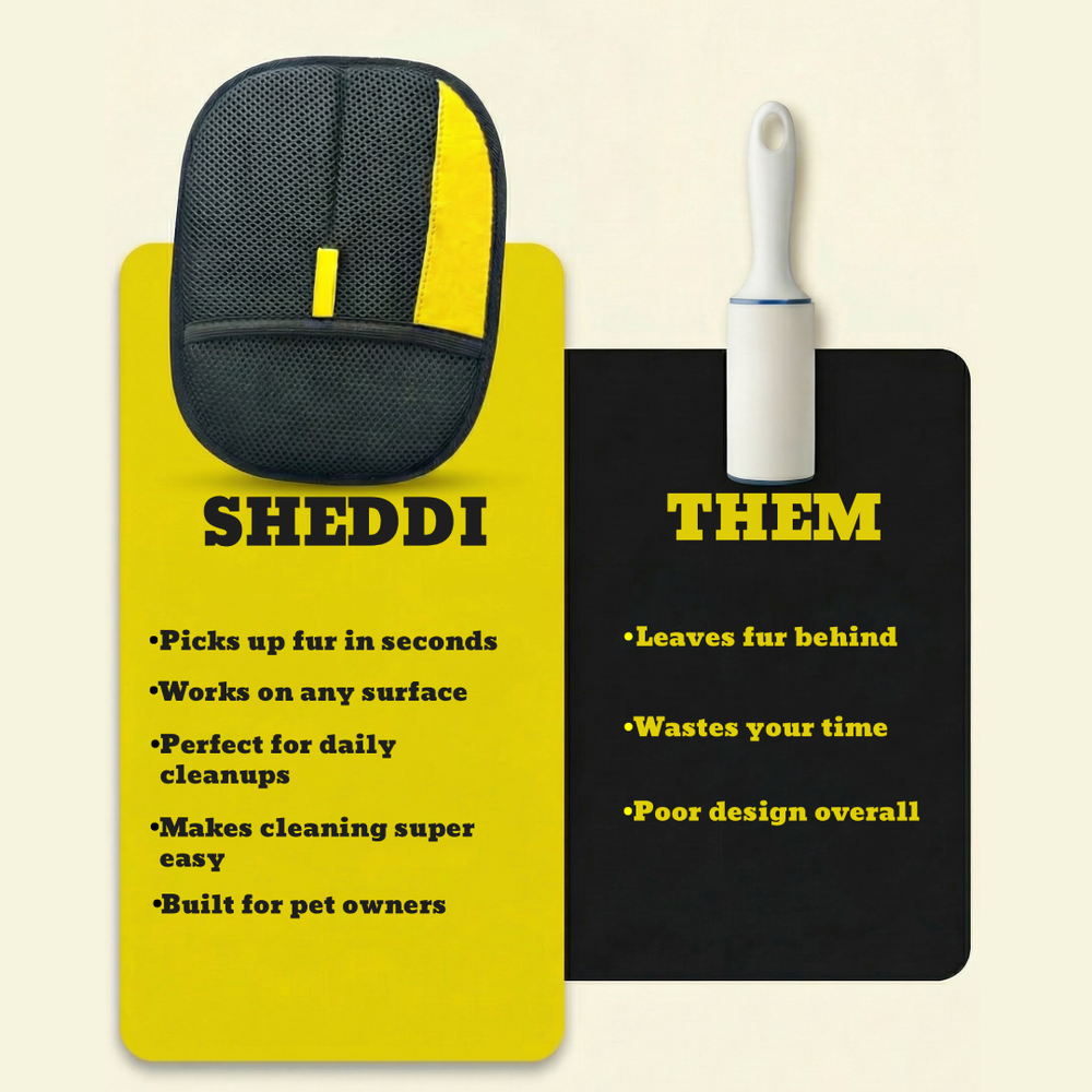 The Sheddi glove lifting loose fur from a dog's coat